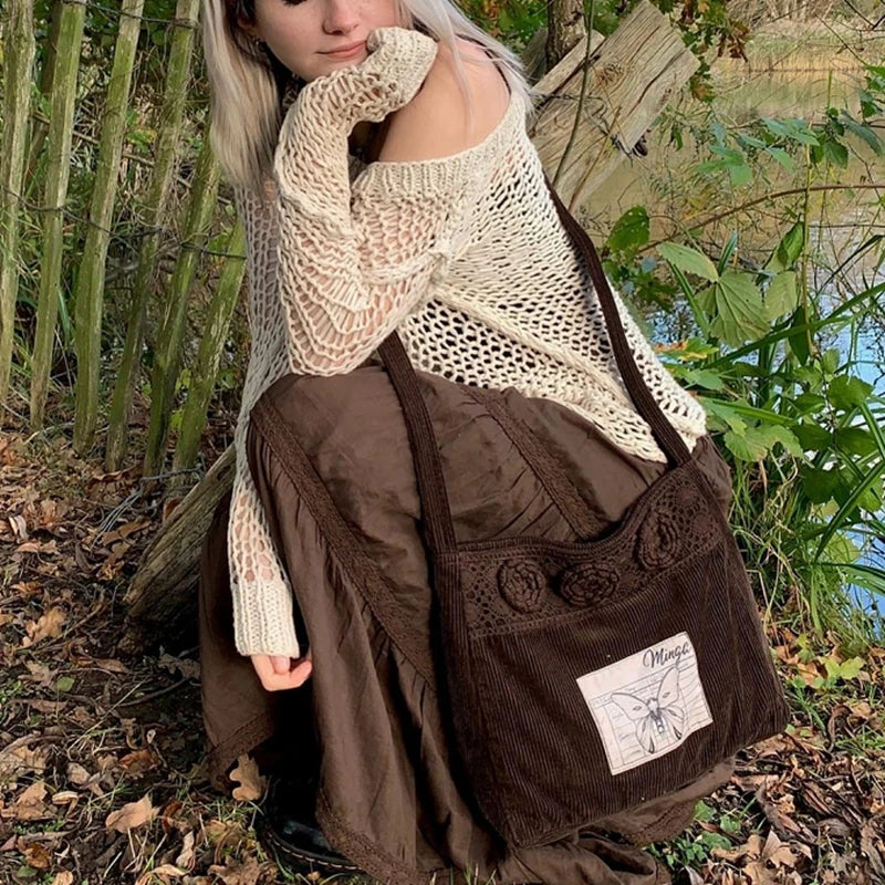 Fairy Grunge High-Waisted Vintage Brown Skirt